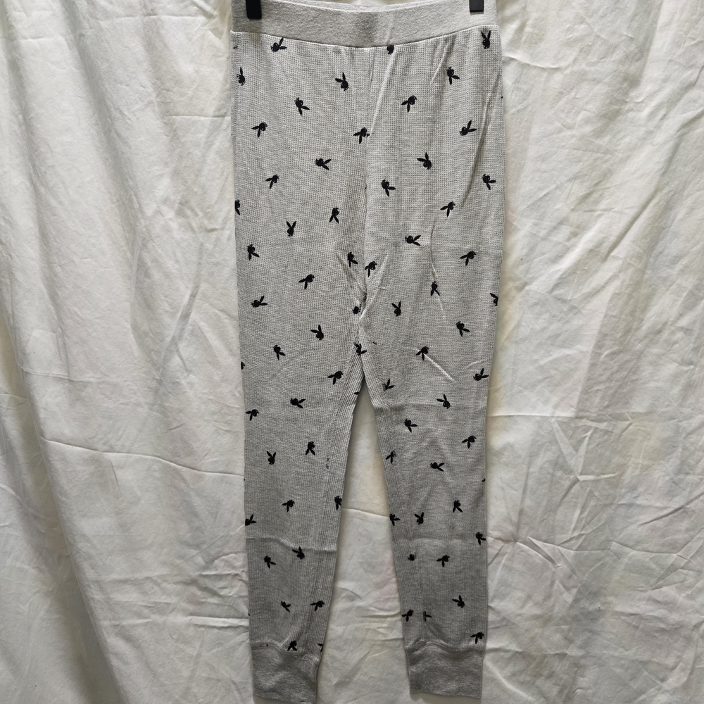 PacSun Playboy‎ Bunny Gray Thermal Pajama Lounge Pants Size Small Tapered Jogger